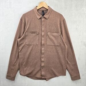 Lululemon Soft Knit Overshirt Mens XL Brown Snap Shacket Stretch Shirt LM3CZMS
